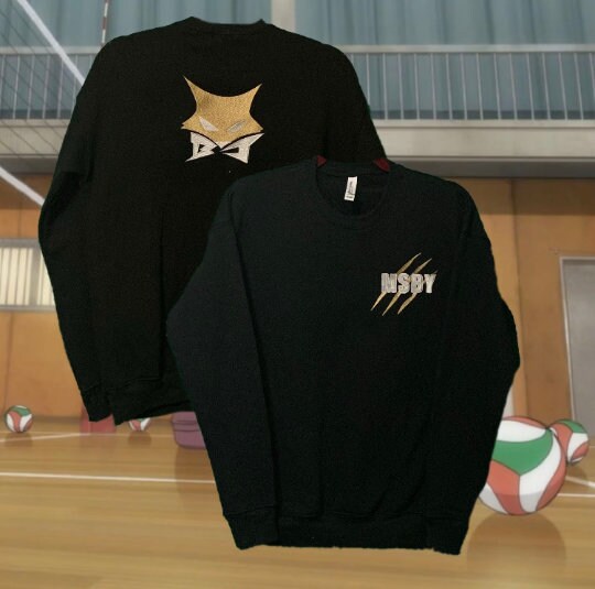 Black Jackals MSBY Sakusa Kiyoomi Atsumu Miya Hinata Shoyou Crew neck Sweatshirt Embroidered Crewneck
