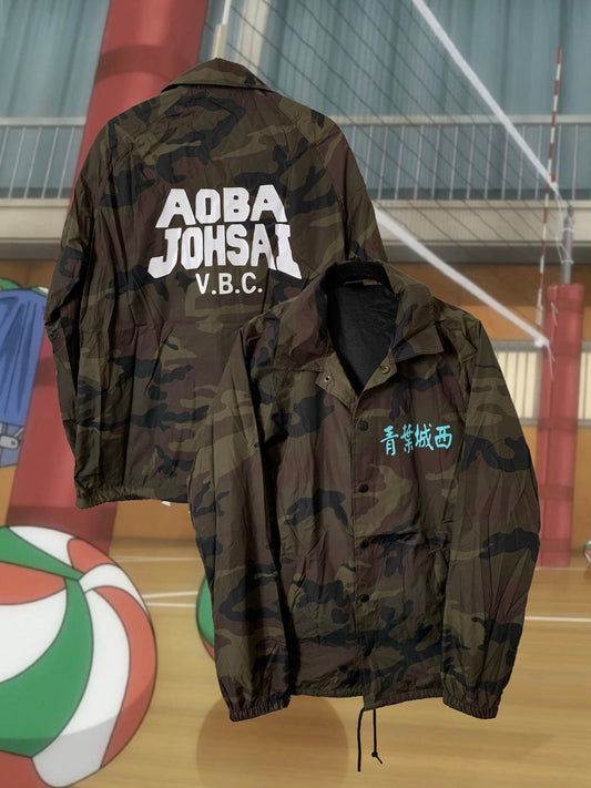 Aoba Johsai Seijoh Coaches Jacket Haikyuu Oikawa Tooru Haikyu Camouflage Iwaizumi Hajime Outerwear Embroidered Kyotani